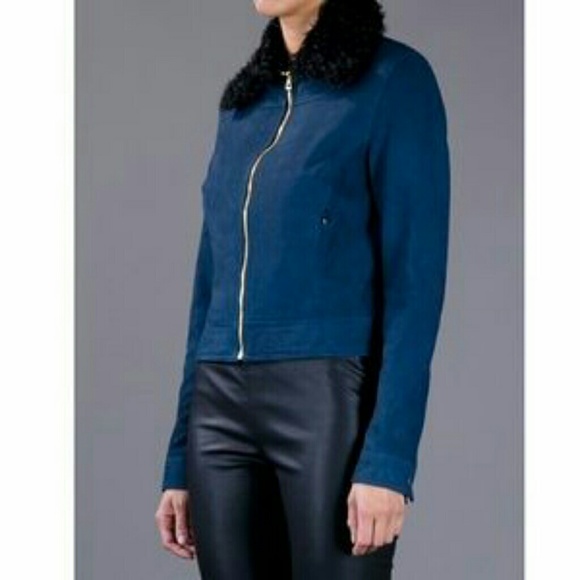 XnfsLAGENCE teal suede black sheep fur jacket 6 - Picture 4 of 4